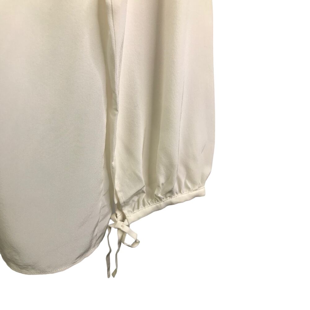 Lilly Pulitzer Womens Long Sleeve Blouse White Silk V-Neck Pullover Top Shirt XS - Picture 7 of 10